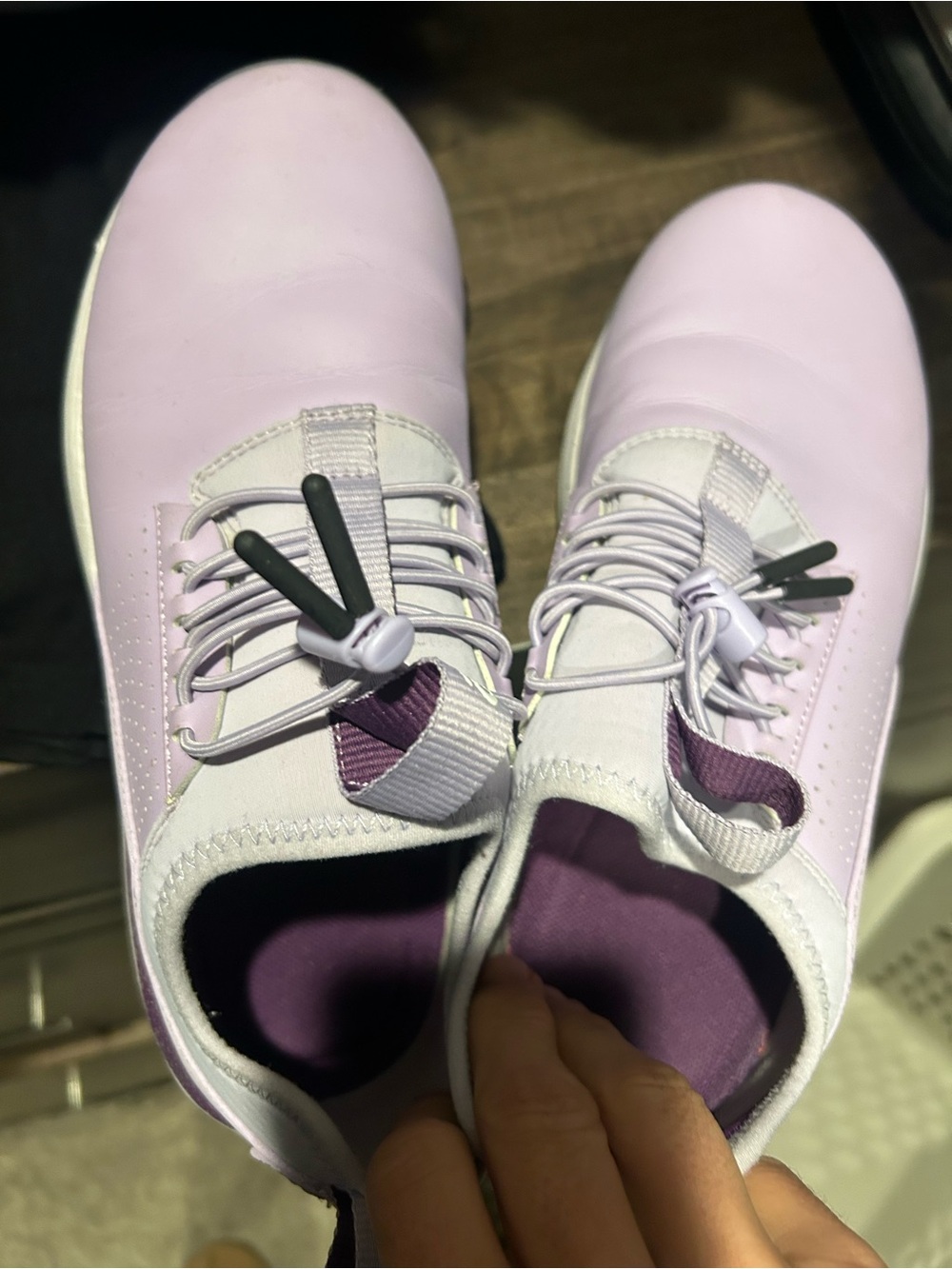 Women’s Lavender Athletic Slip-On Sneakers with Deep Plum Accents